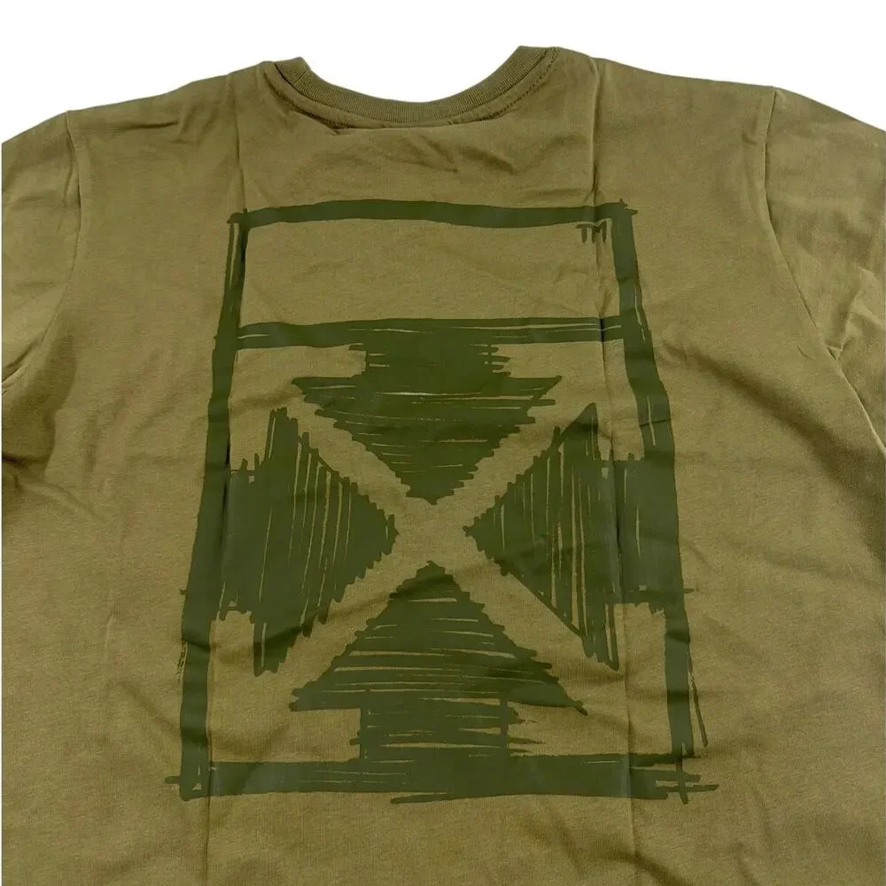 Off White Boys Army Green Scribble Graphic Basic Fit Tee Size 16